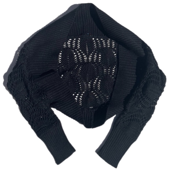 Timing Sweaters Timing Vintage Womens Size Large All Black Knitted Crop Top Shrug Sweater